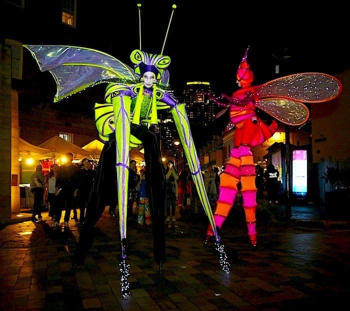 Solar Bugs – stilts & lights!