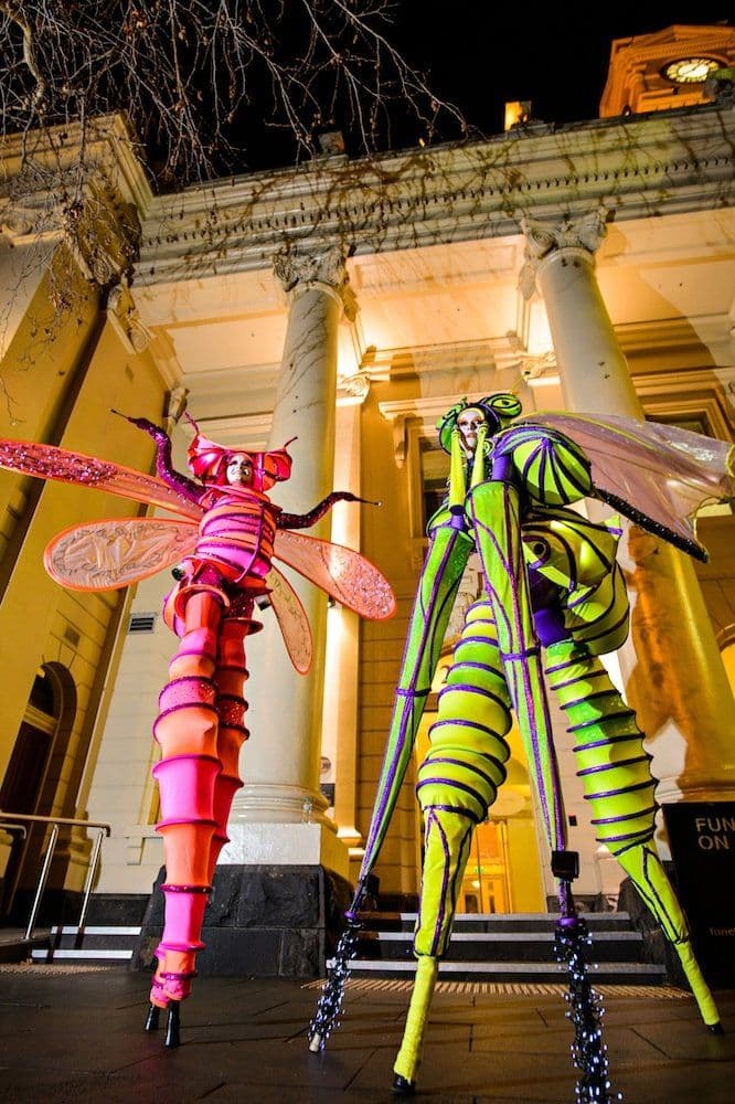 Solar Bugs – stilts & lights!